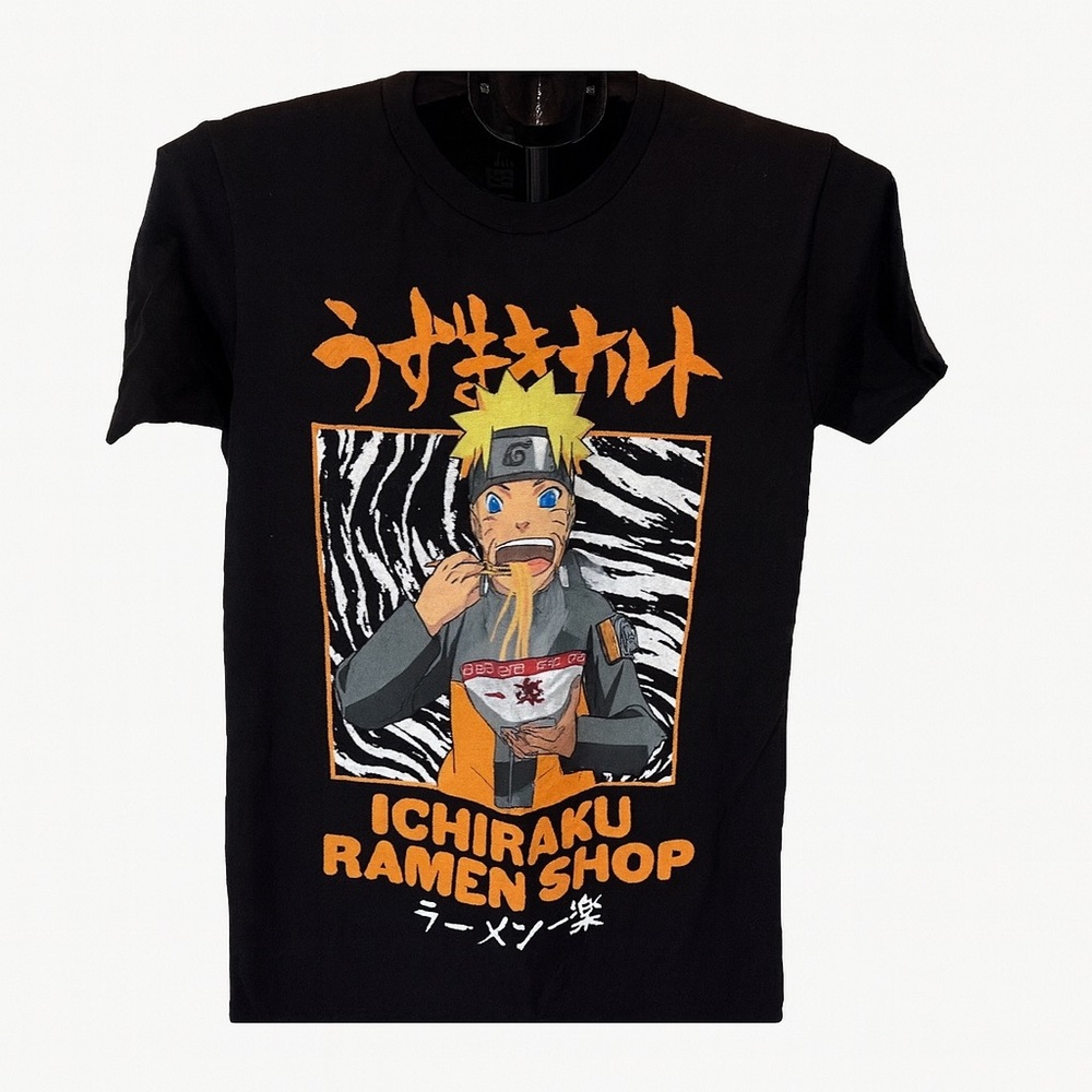 VTG 2002 Naruto Shippuden Ichiraku Ramen Shop Anime T Shirt in Black Sz S 34/36
